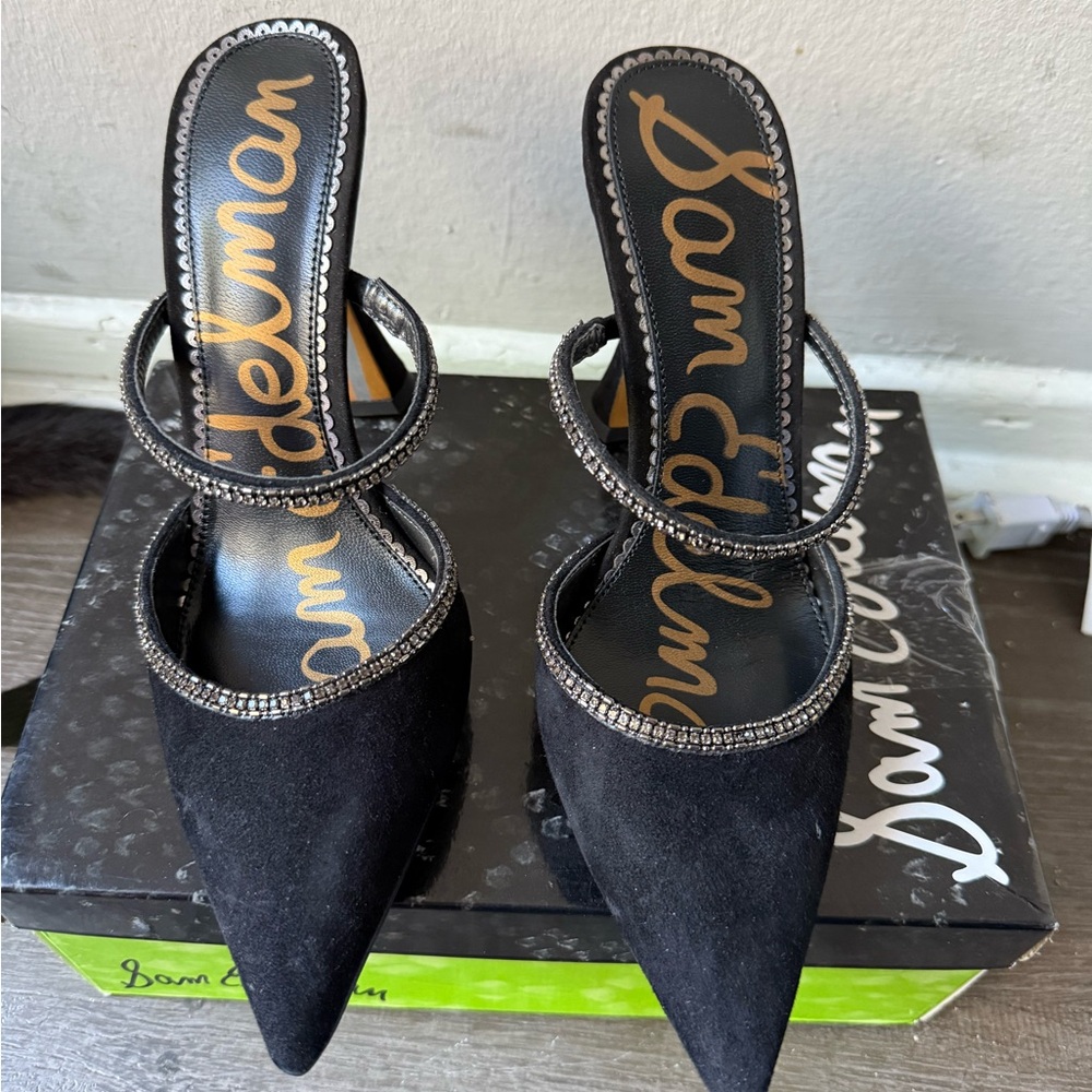 Sam Edelman Black Heels Pointed-Toe Mule